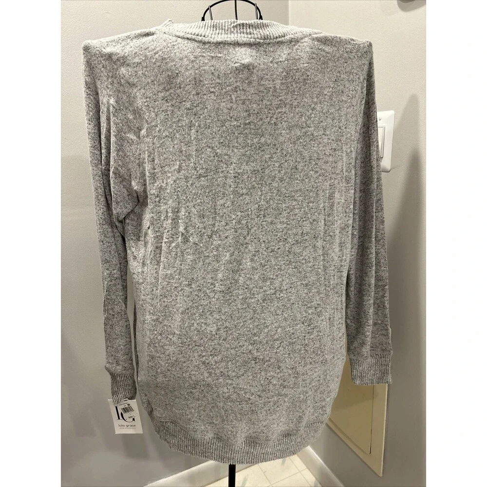 Lola and grace Women's Gray Pullover Sweater L Oversized